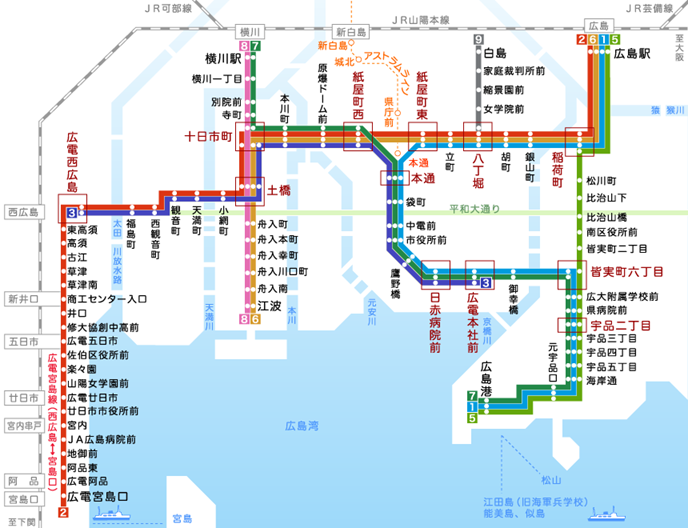 広島電鉄の路線図